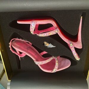 Christian Louboutin Pink Heels with Crystal Accents